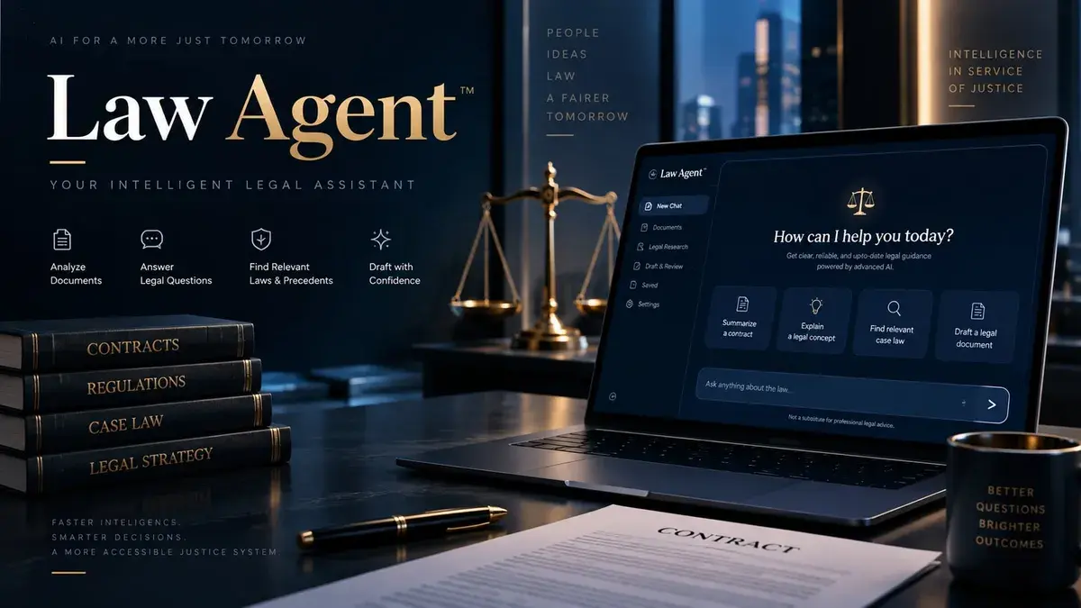 واجهة المساعد القانوني Law Agent على حاسوب محمول